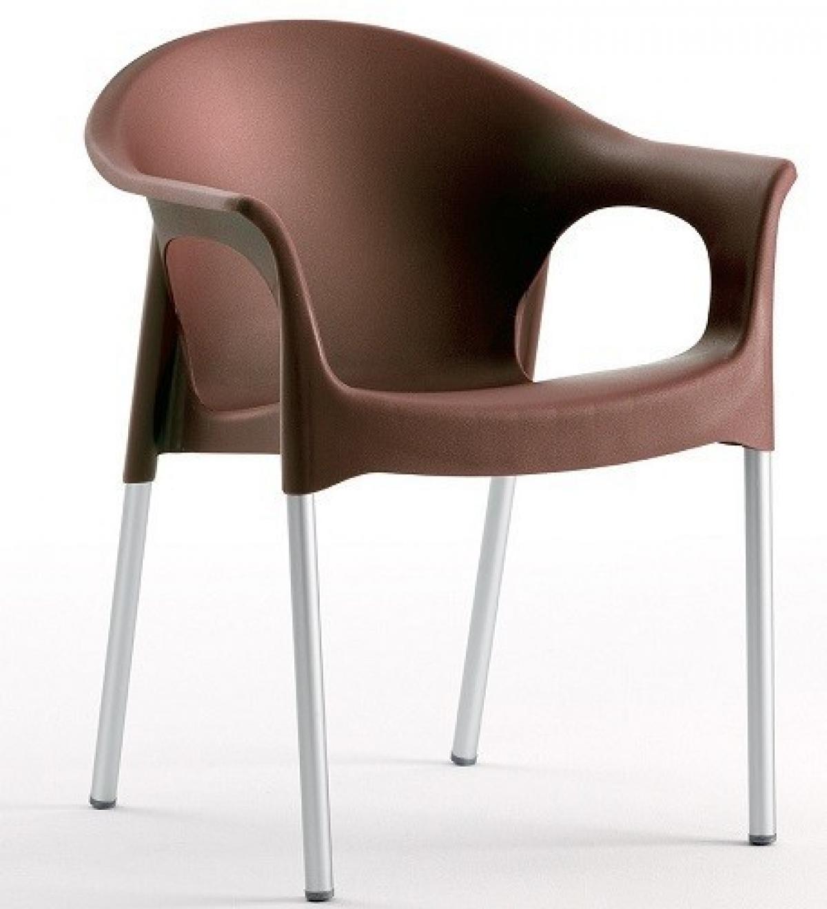 Sillón NILO, aluminio, apilable, polipropileno chocolate