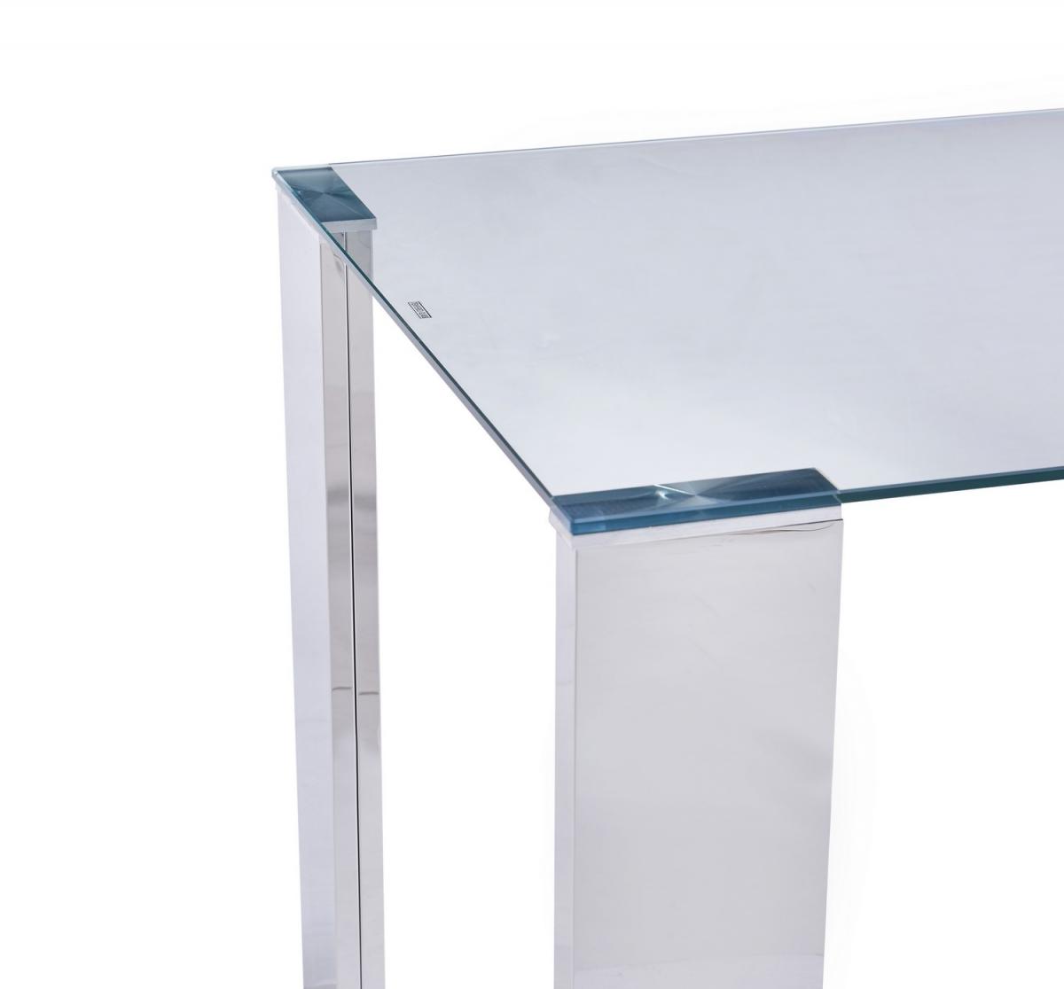 Mesa BETSY, acero inoxidable, cristal templado, 160x90 cms