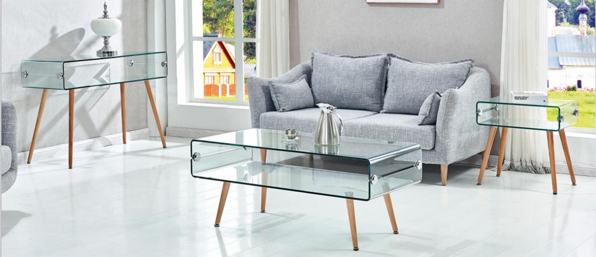 Mesa HOLANDA, madera, cristal, 55x40 cms