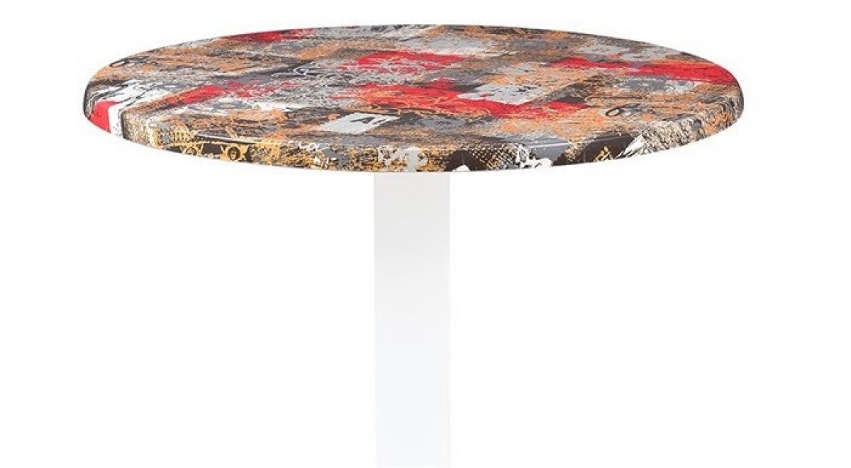 Tablero de mesa Werzalit Alemania, BABYLON 213, 70 cms de diámetro.