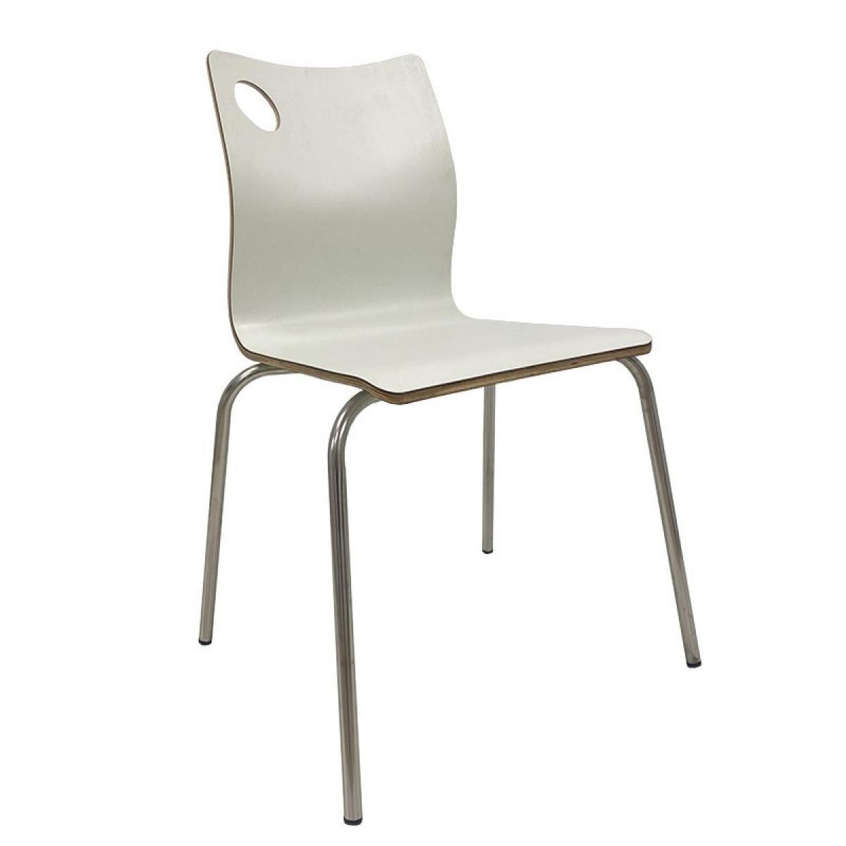 Silla AMELIE, apilable, acero inoxidable, asiento laminado HPL, blanco roto