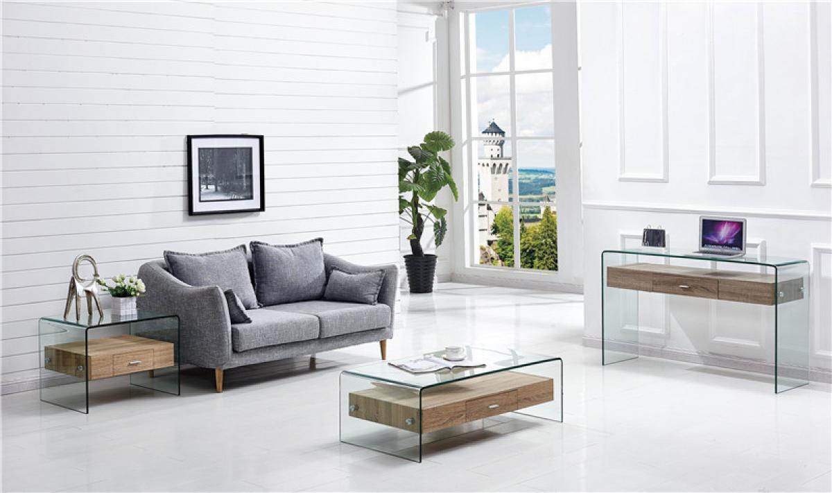 Mesa MARILYN, baja, madera, cristal, 110x55 cms