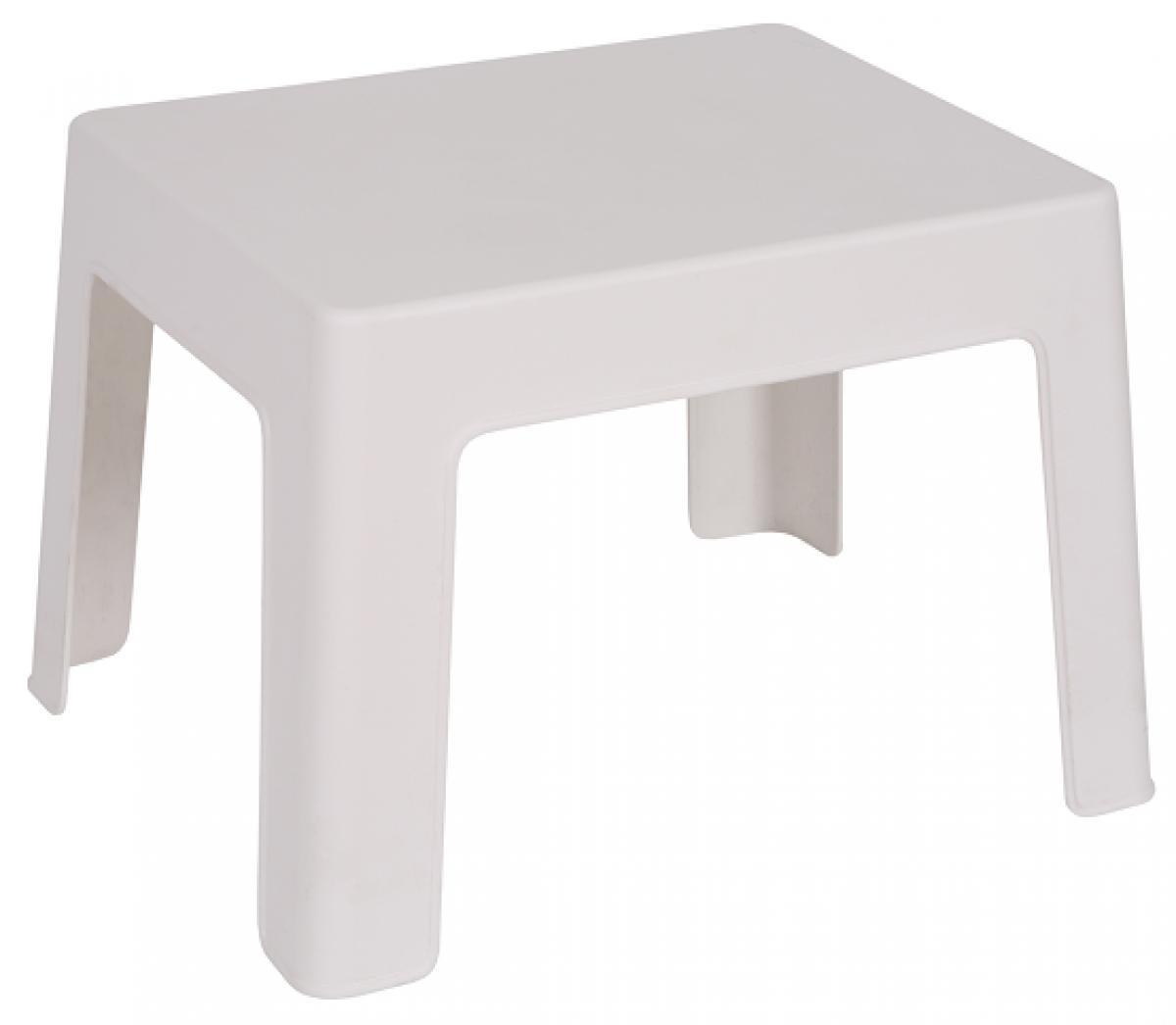 Mesa CARY, baja, apilable, polipropileno blanco.