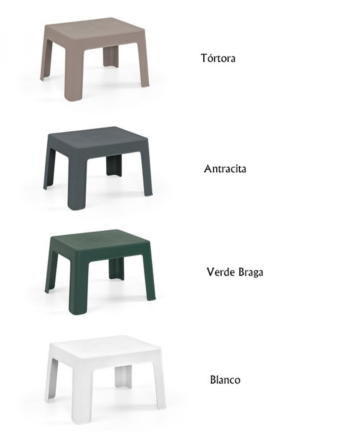 Mesa CARY, baja, apilable, polipropileno blanco.