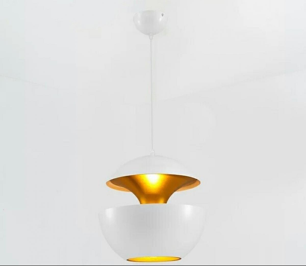 Lámpara URSULA, colgante, metal, blanco-dorado