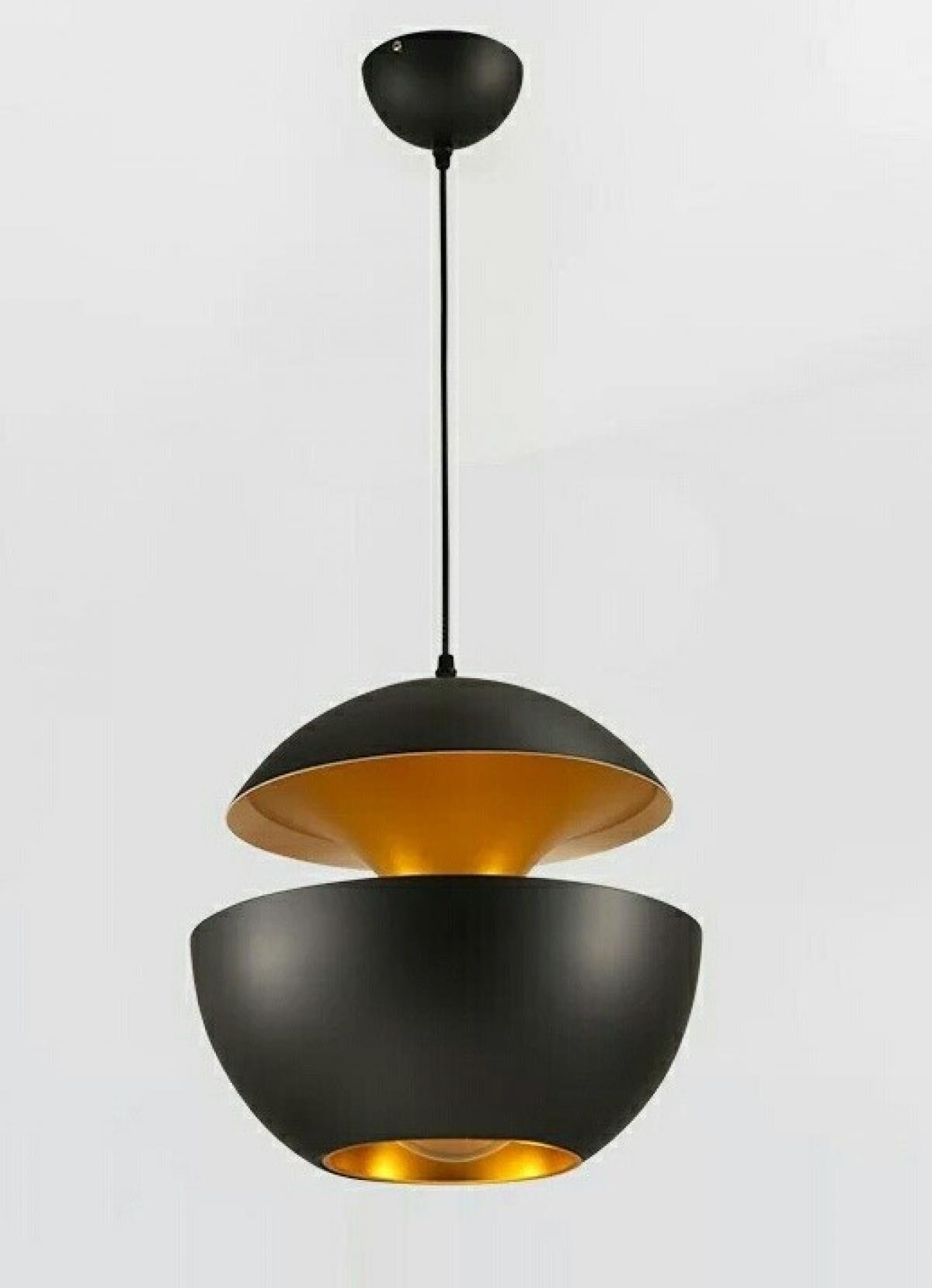 Lámpara URSULA, colgante, metal, negro-dorado