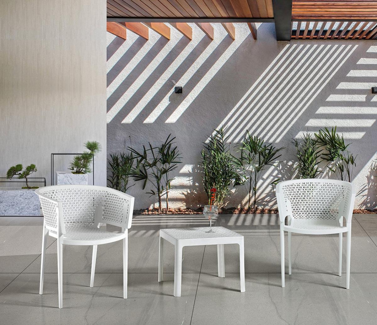 Sillón BILL, apilable,  polipropileno blanco