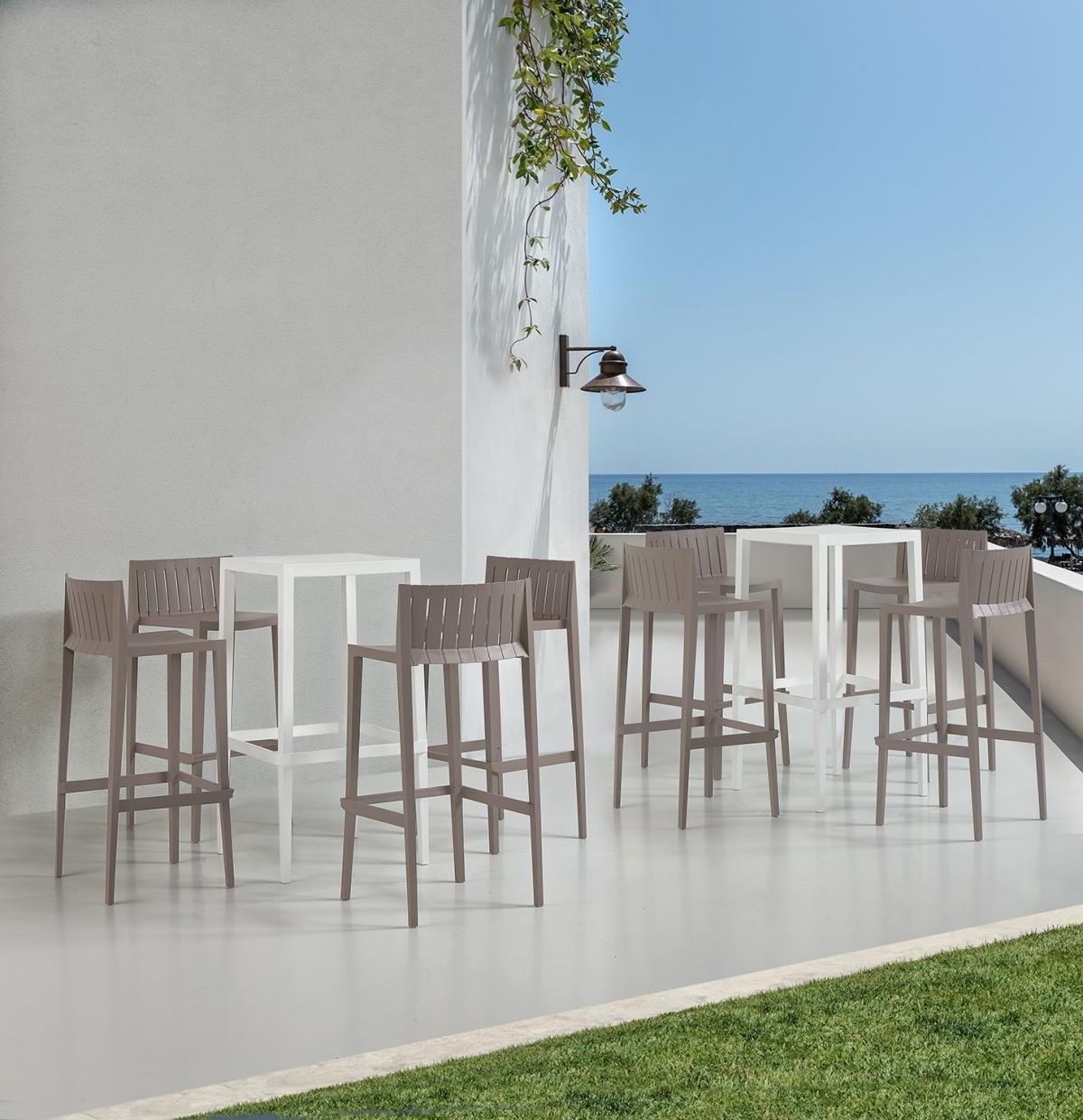 Mesa CHOPIN-103, apilable, polipropileno blanco, 50 x 50 x 103 cms
