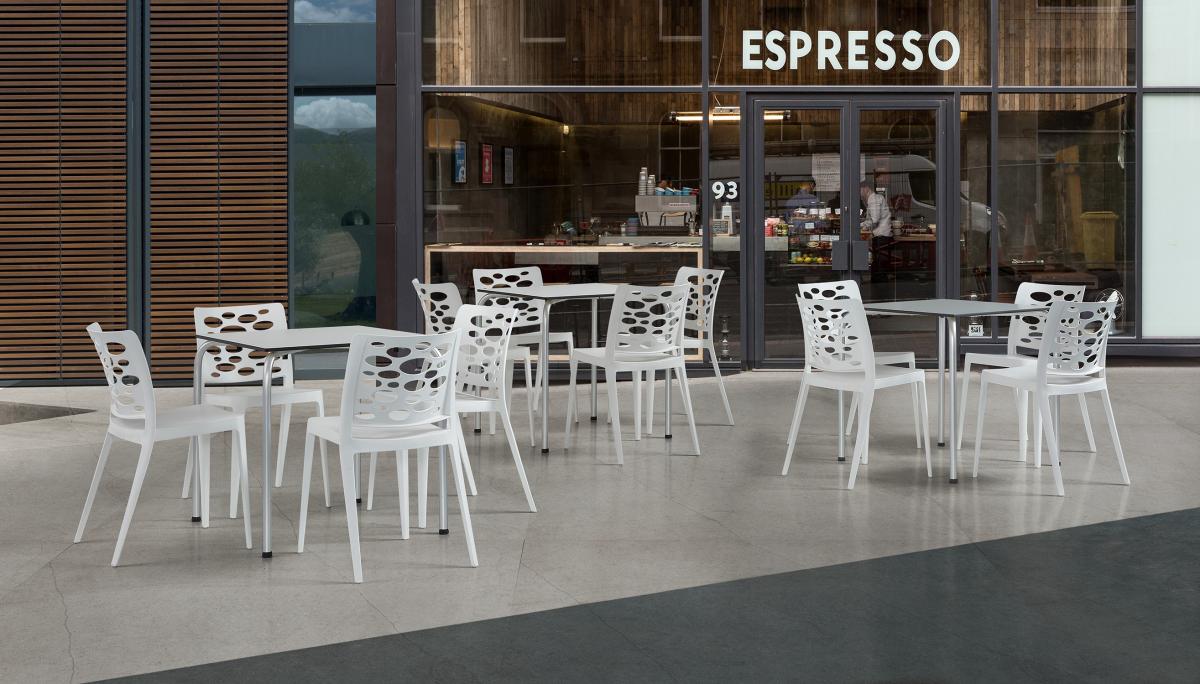 Silla VENECIA, apilable,  polipropileno blanco