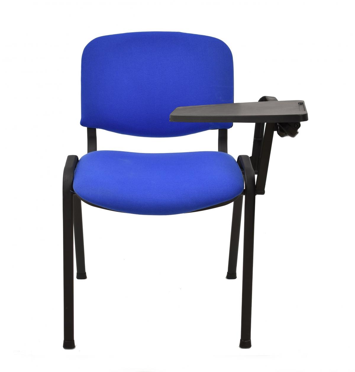Silla NIZA NEW AM, brazo pala a izquierda, chasis negro, tapizado azul