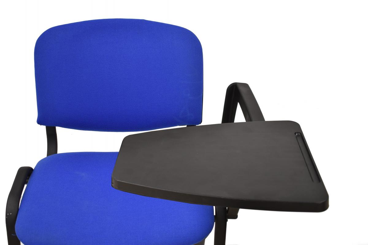 Silla NIZA NEW AM, brazo pala a izquierda, chasis negro, tapizado azul