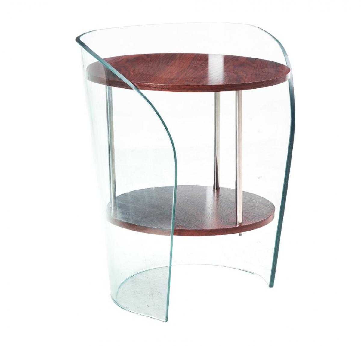 Mesa MODBURY, baja, madera, cristal, 50 x 50 cms