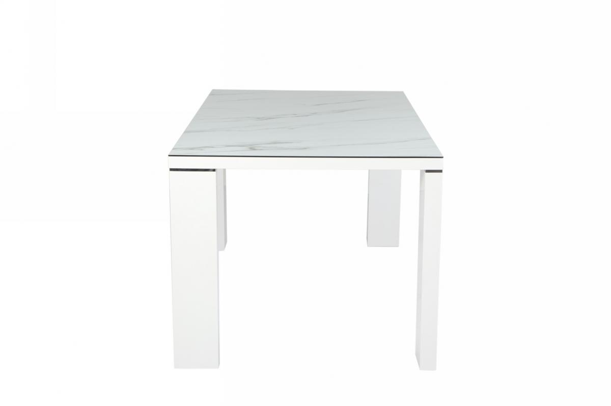 Mesa ROYAL, lacada blanca, cristal ceramico, 150 x 90 cms