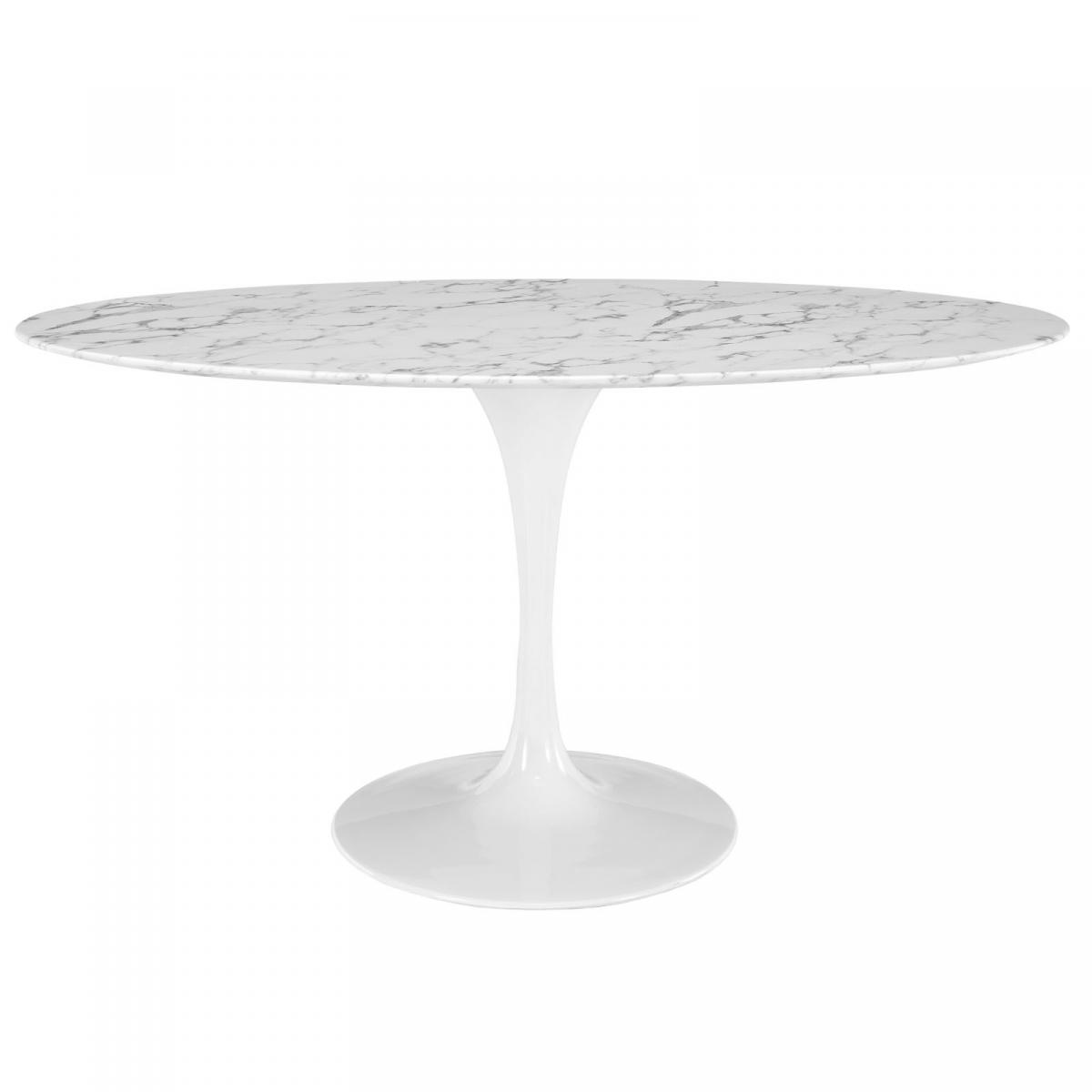 Mesa TUL, oval, fibra de vidrio, mármol blanco 160x90 cms