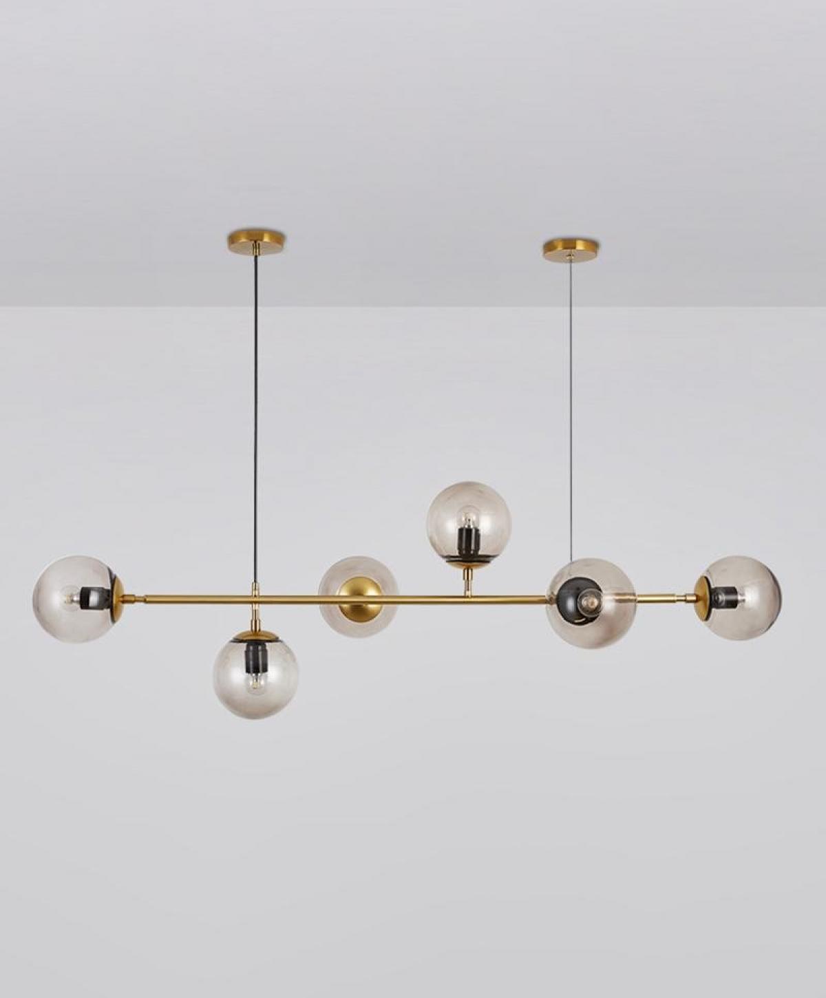 Lámpara ALHENA, colgante, metal, cristal, 6 luces