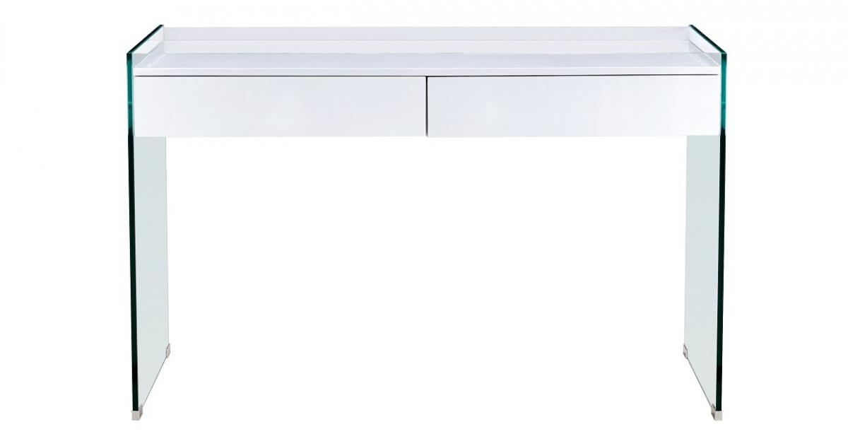 Mesa LIMOGES, cristal, cajonera, lacada blanca, 120 x 60 cms