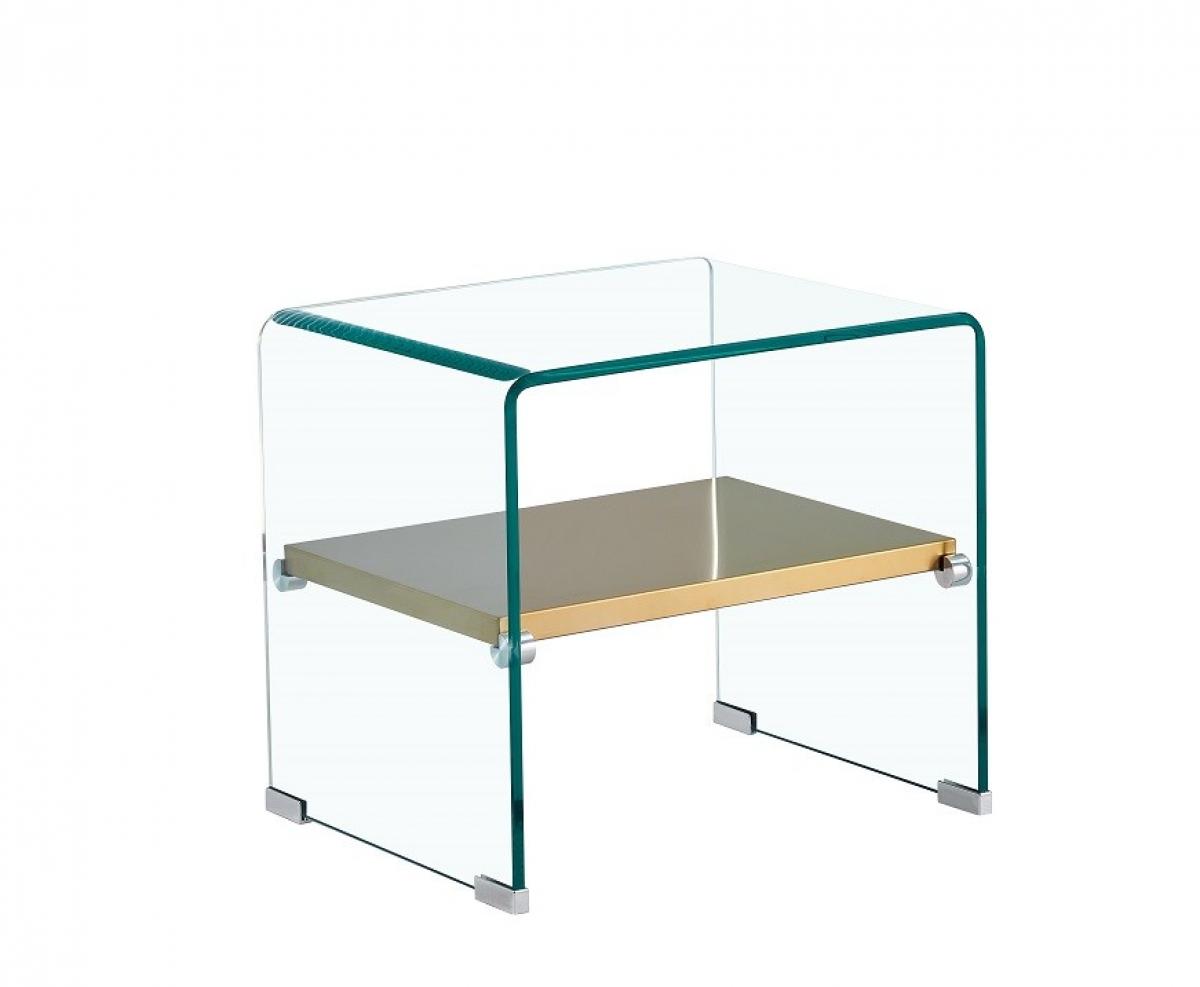Mesa POITIERS, baja, estante, cristal, 50 x 40 cms