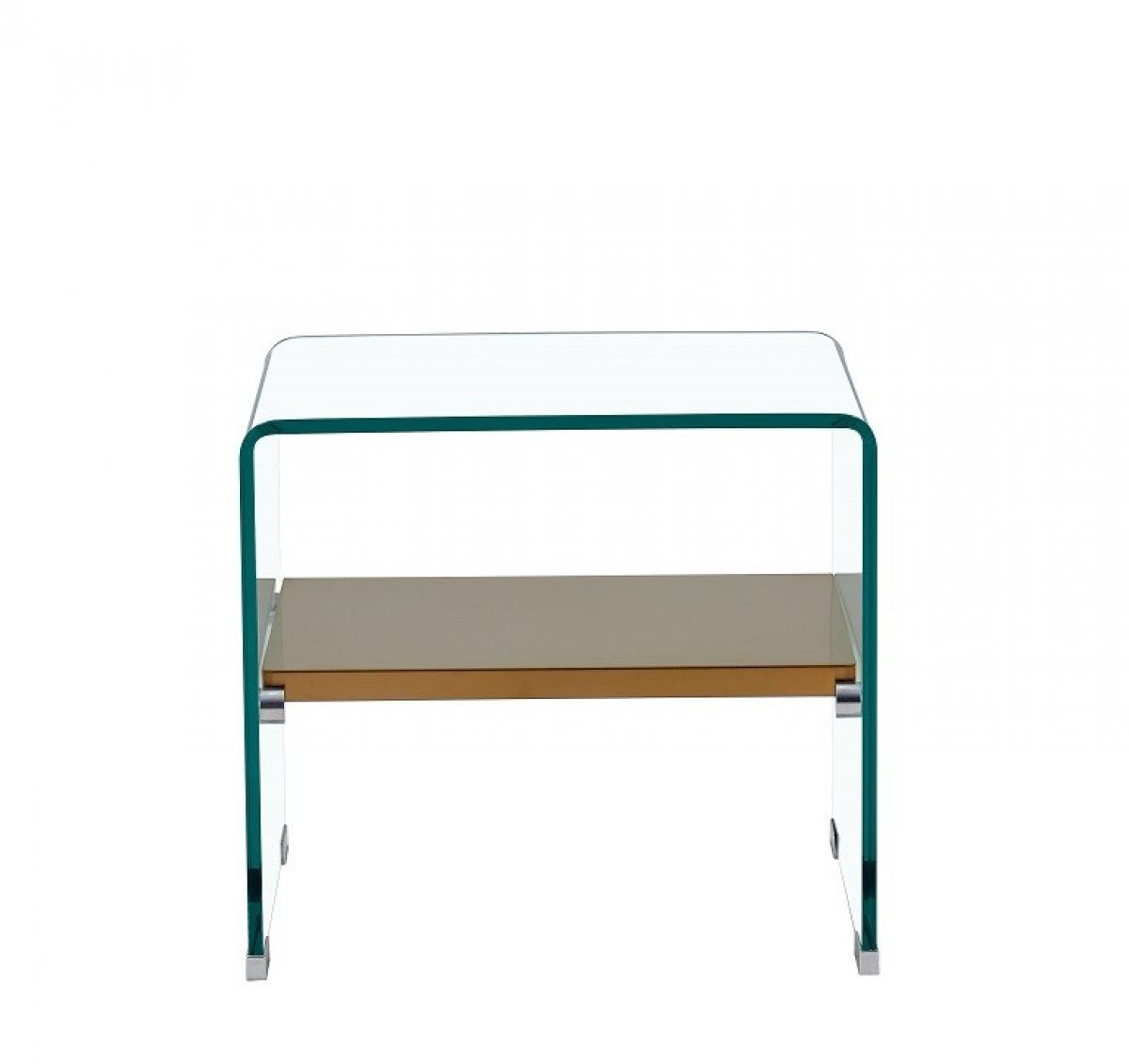 Mesa POITIERS, baja, estante, cristal, 50 x 40 cms
