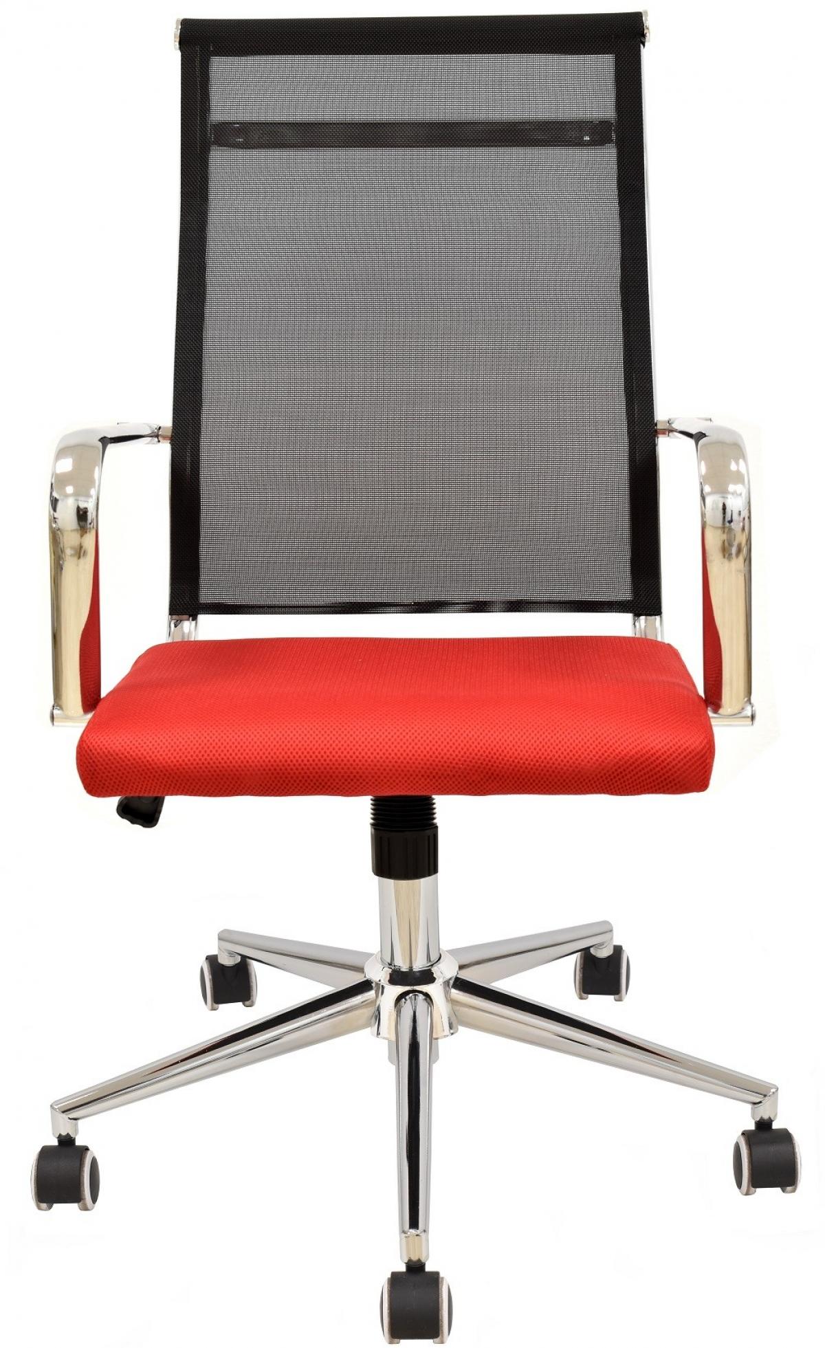 Sillón de oficina AUSTRIA, alto, malla negra, asiento rojo