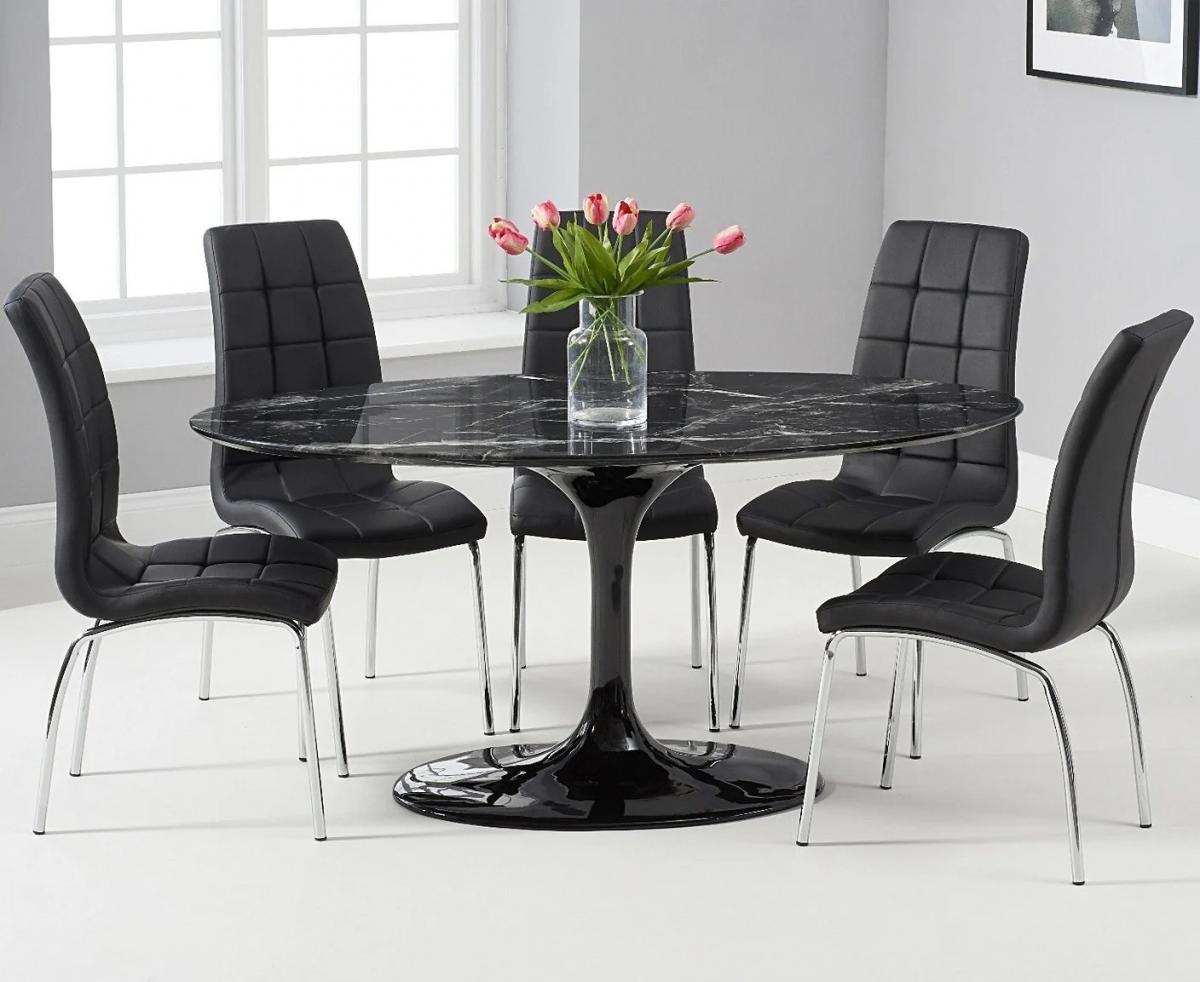 Mesa TUL, oval, fibra de vidrio, mármol negro 160x90 cms