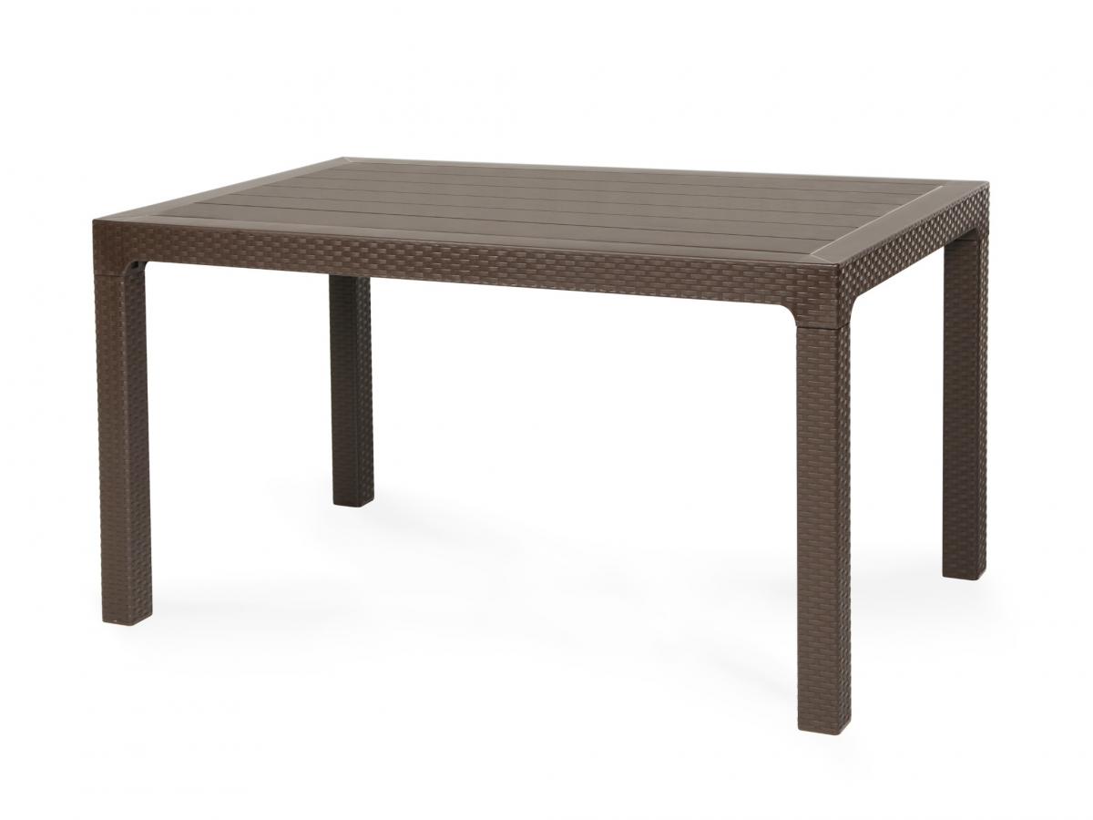 Mesa TROPICAL, ratán, polipropileno marrón chocolate, 150 x 90 cms