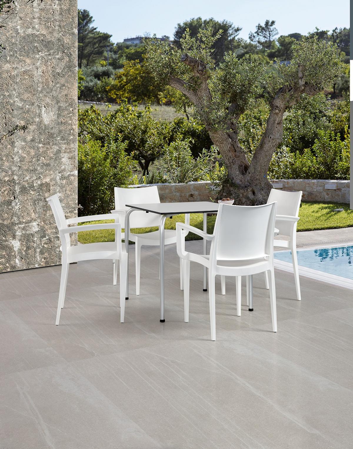 Sillón BEYBE, apilable, polipropileno blanco