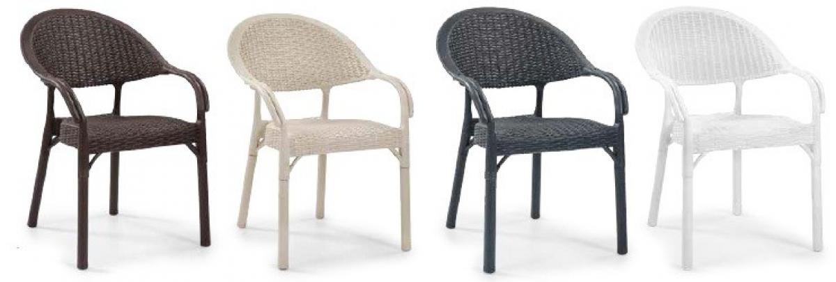 Sillón TORREMOLINOS, apilable, patas metálicas, polipropileno capuccino