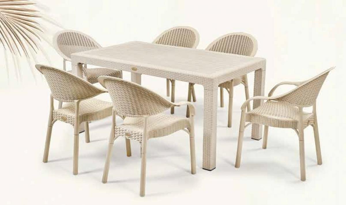 Sillón TORREMOLINOS, apilable, patas metálicas, polipropileno capuccino