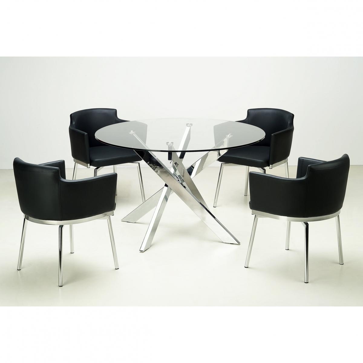 Mesa CHANTAL 100, cromada, cristal, 100 cms diámetro