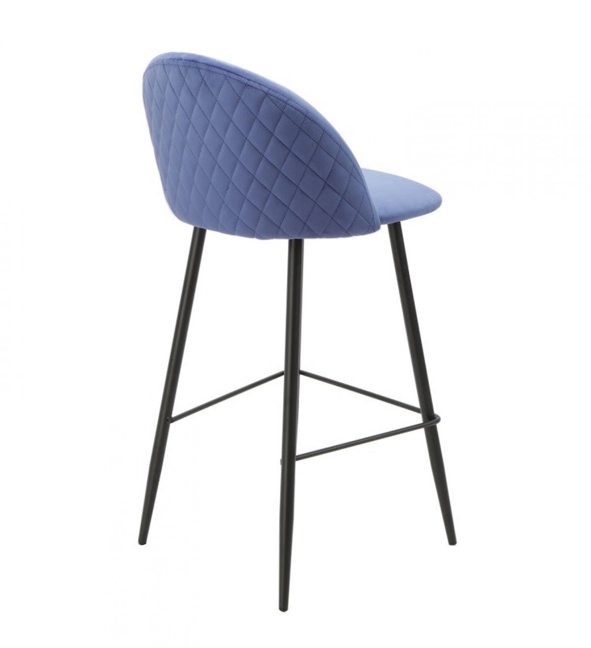 Taburete MAGDA, metal, tapizado velvet azul