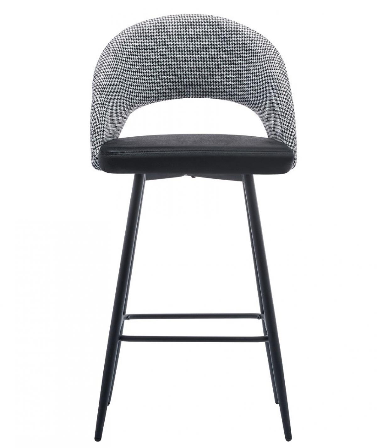 Taburete CLEO, metal, tapizado pata de gallo con negro