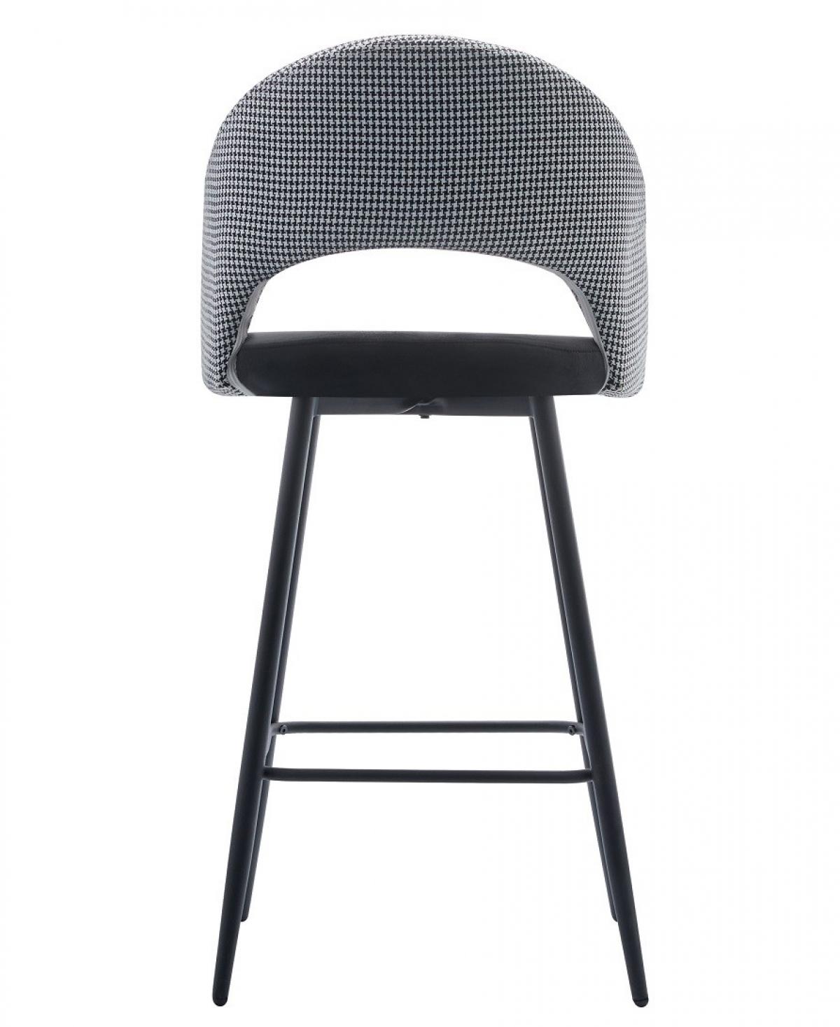 Taburete CLEO, metal, tapizado pata de gallo con negro