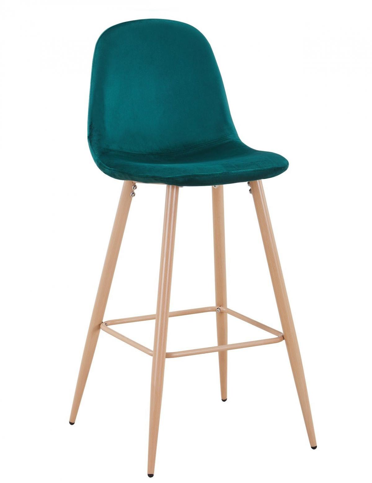 Taburete EPOQUE NEW, patas metálicas, terciopelo verde 56