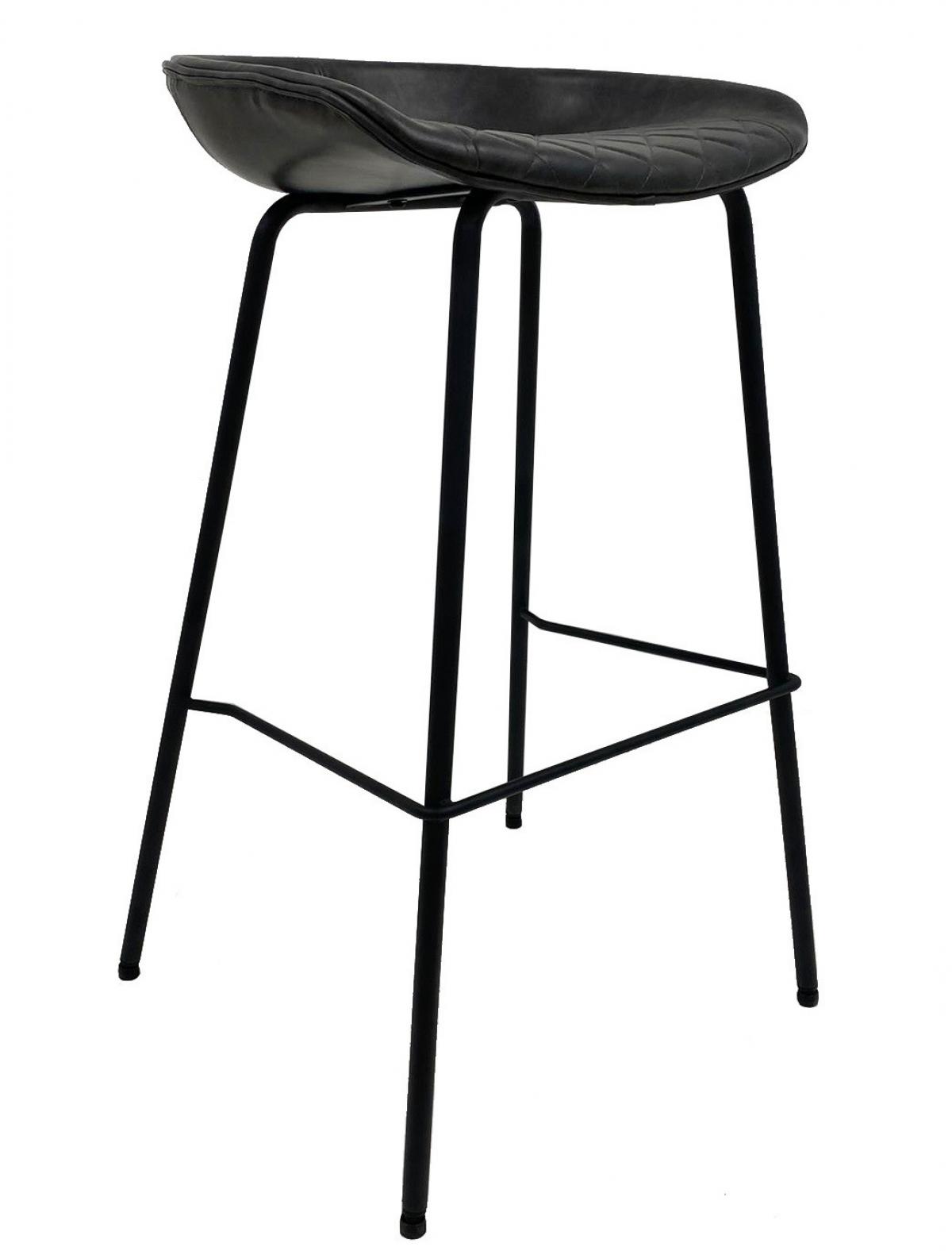 Taburete MISSOURI, metal, similpiel negra