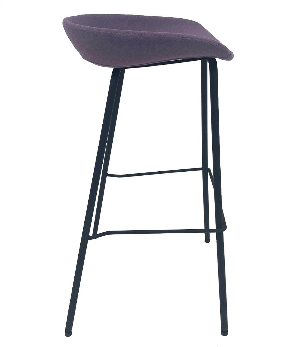 Taburete KIEL, metal, tapizado tejido rosa