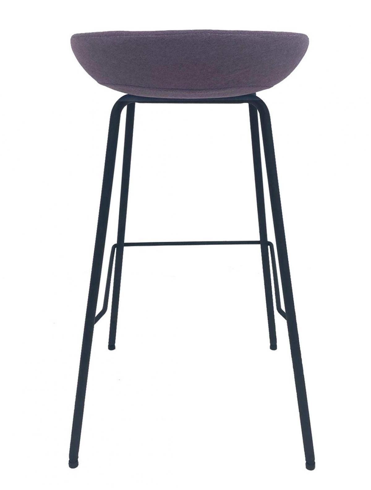 Taburete KIEL, metal, tapizado tejido rosa