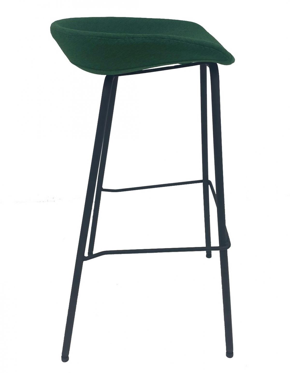 Taburete KIEL, metal, tapizado tejido verde
