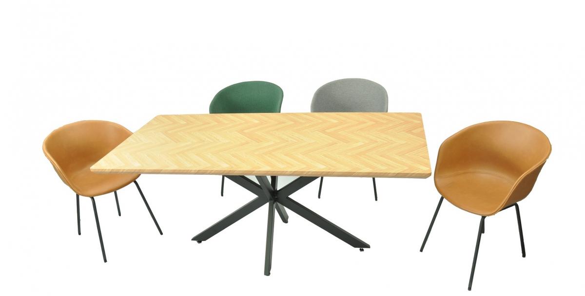 Mesa SORRENTO 180, metal, negro, tapa decor,180 x 90 cms
