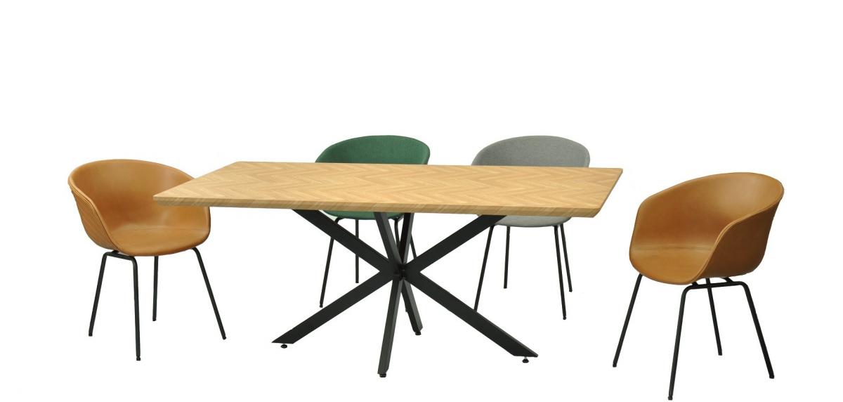 Mesa SORRENTO 180, metal, negro, tapa decor,180 x 90 cms