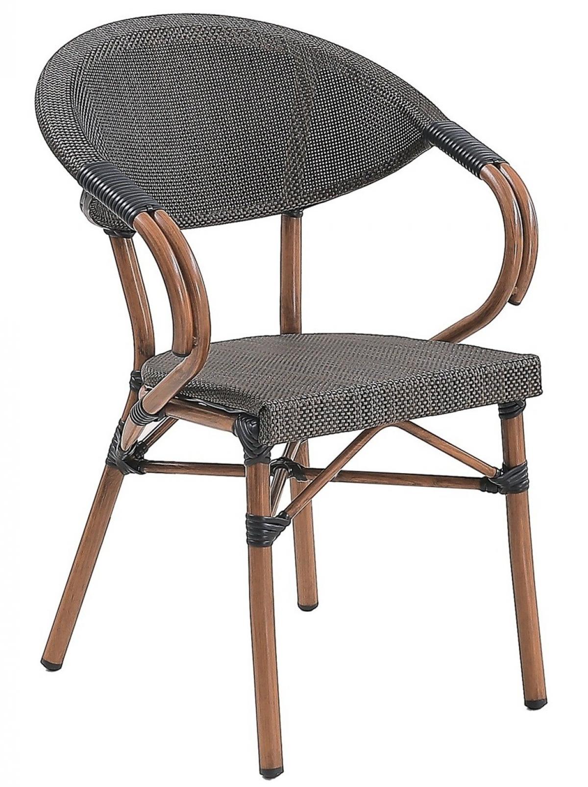 Sillón NERJA, apilable, aluminio, teslin marrón