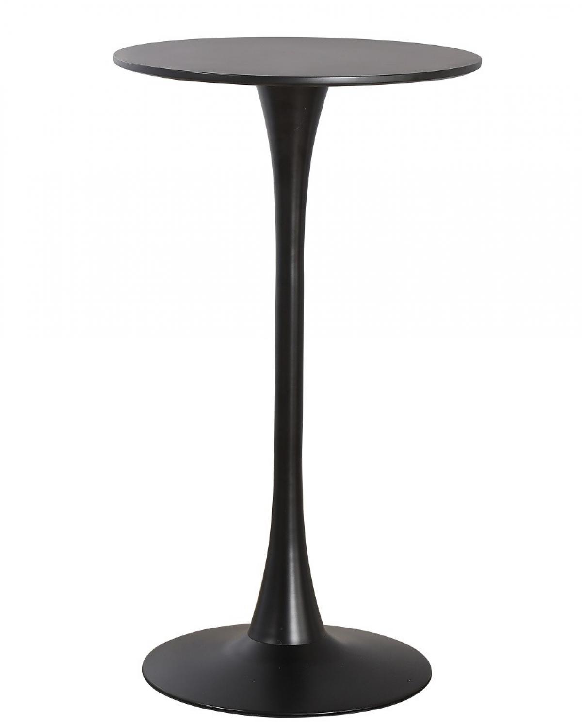 Mesa TUL, alta, metal, negra, tapa negra de 60 cms de diámetro