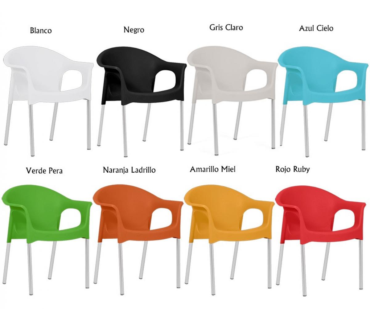 Sillón NILO, aluminio, apilable, polipropileno blanco