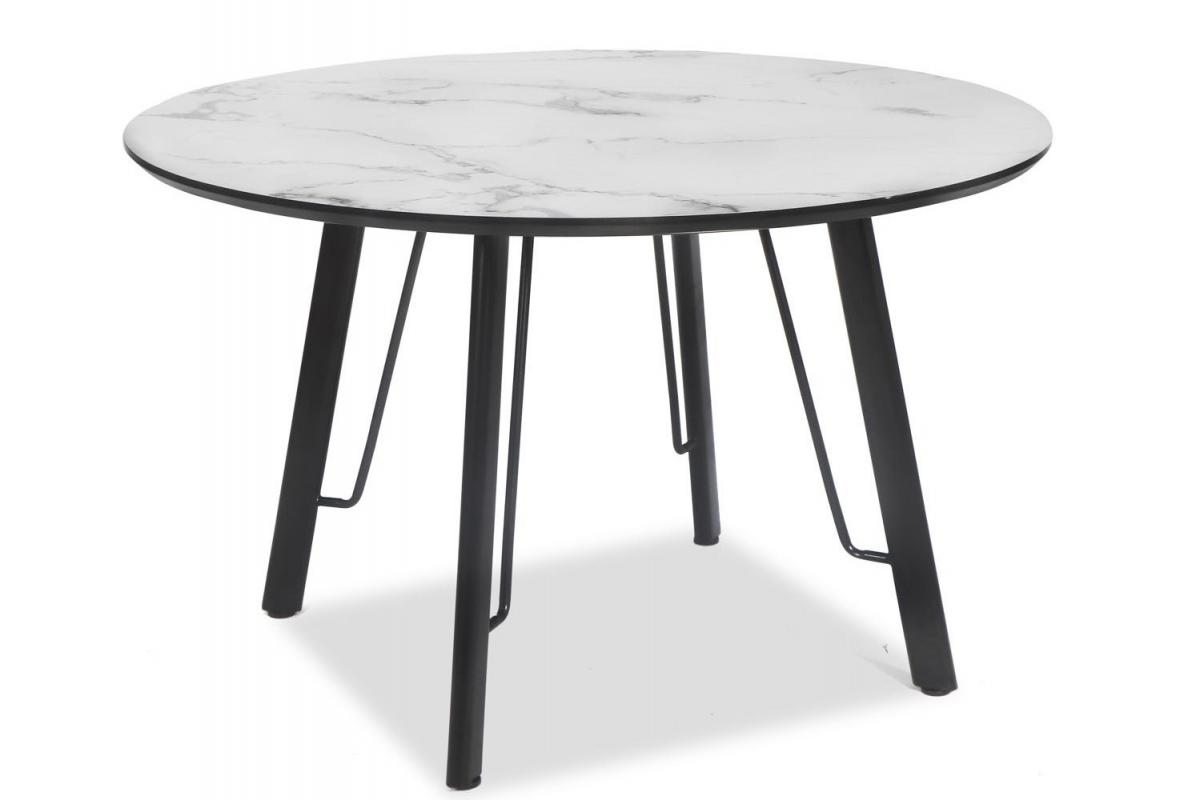 Mesa BIAGIO, metal, tapa DM imitación mármol, 120 cms de diámetro