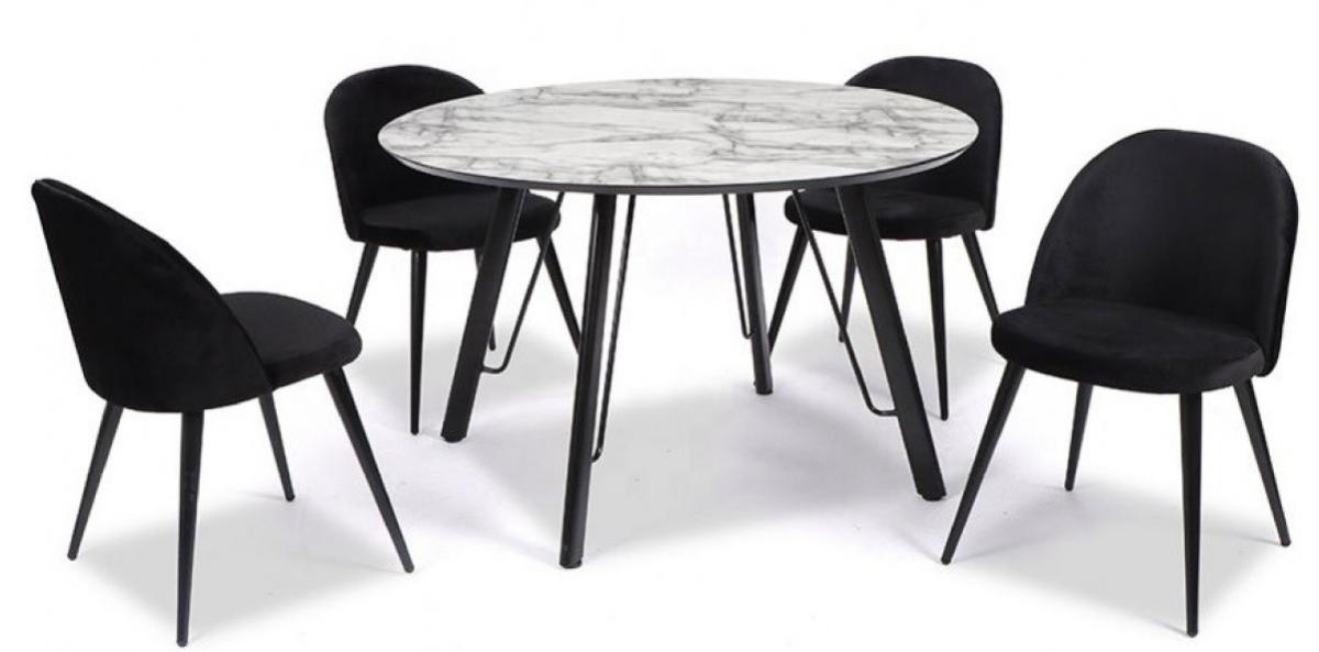 Mesa BIAGIO, metal, tapa DM imitación mármol, 120 cms de diámetro