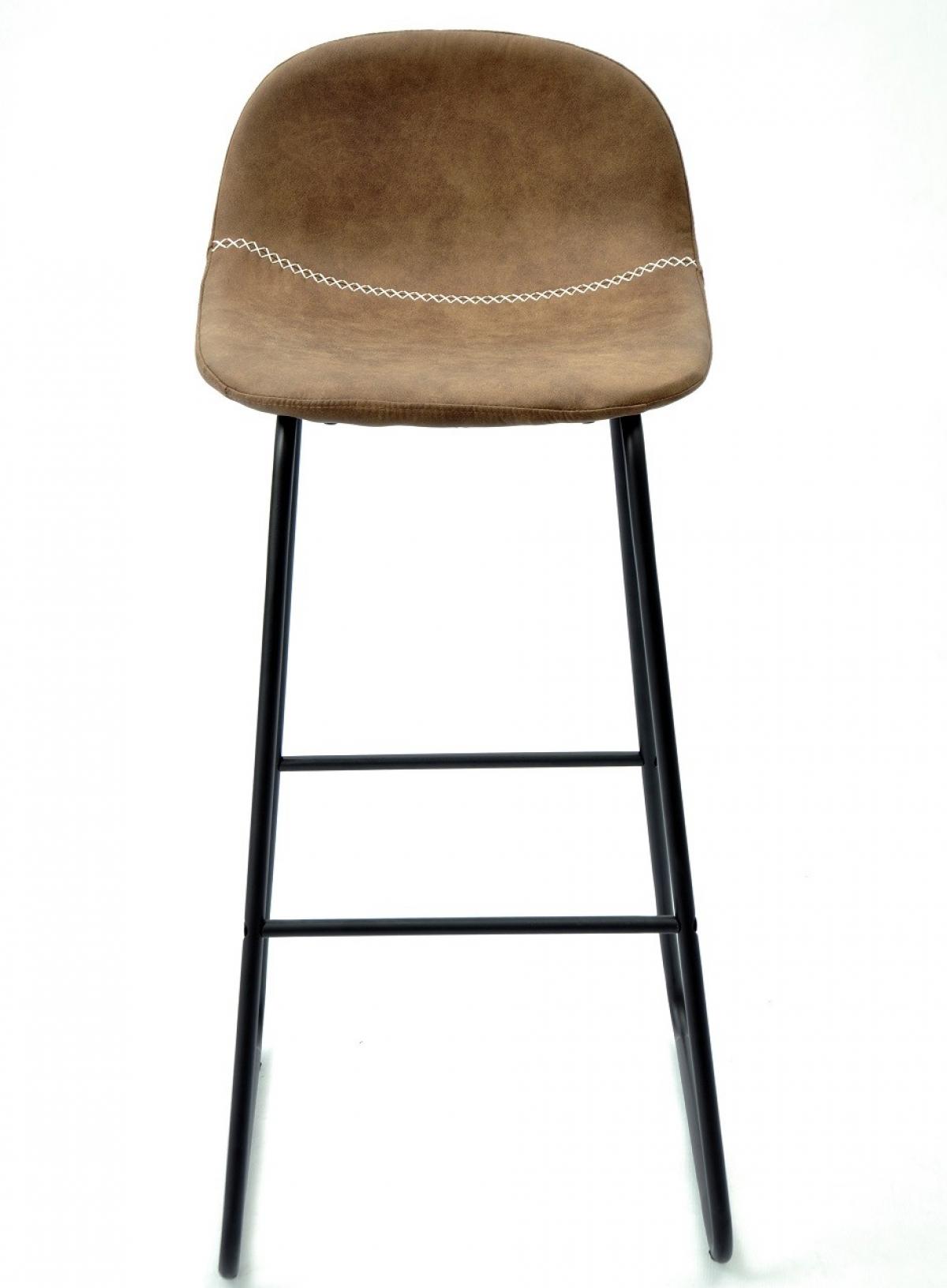 Taburete MOSS NEW, metal, similpiel marrón oscuro