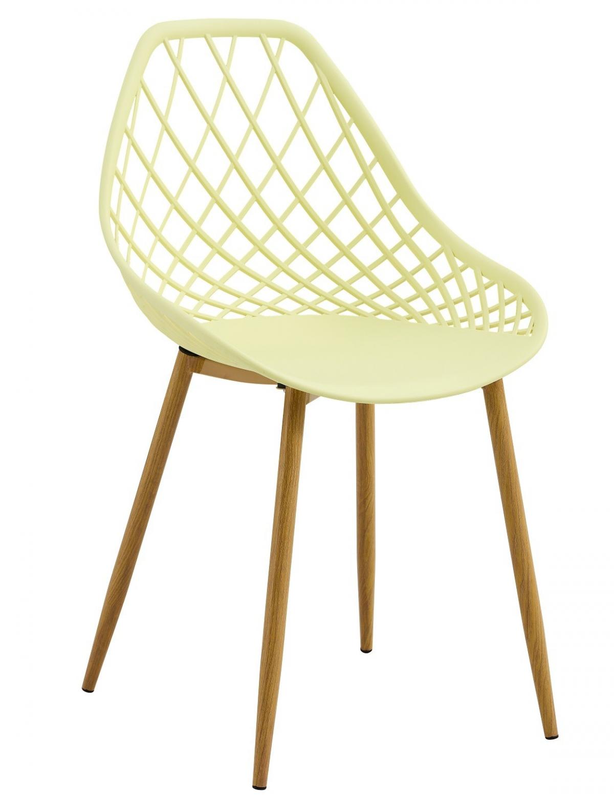 Silla STRAUSS, metal, polipropileno amarillo pastel