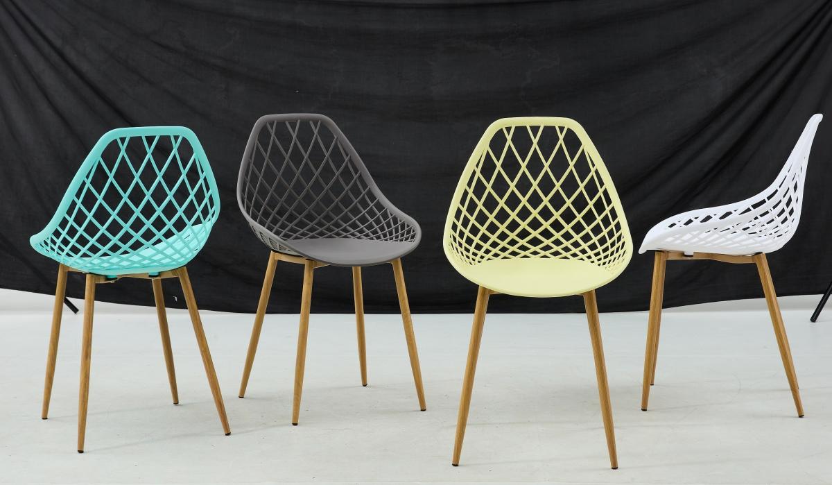 Silla STRAUSS, metal, polipropileno amarillo pastel