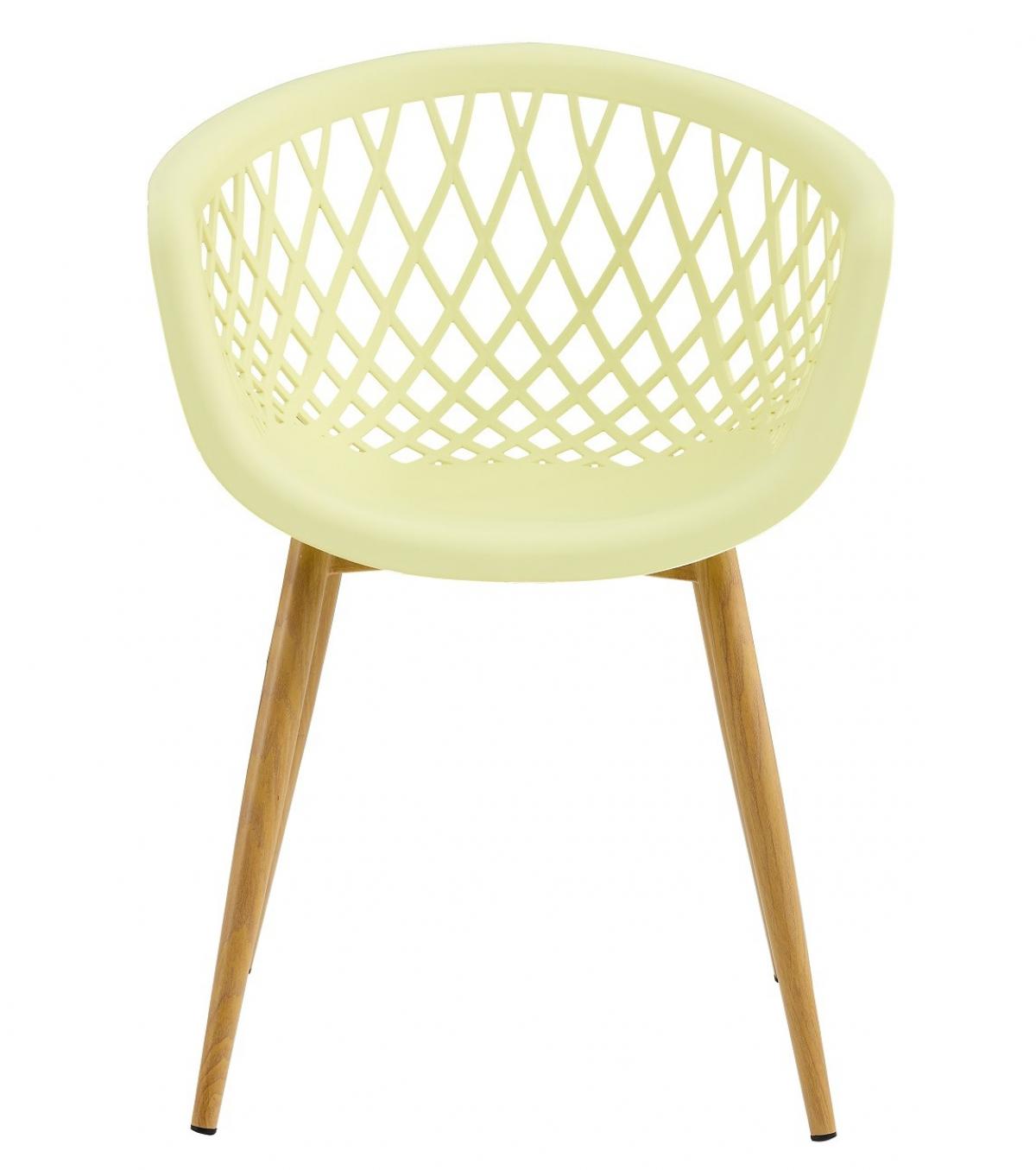 Sillón STRAUSS, metal, polipropileno amarillo pastel