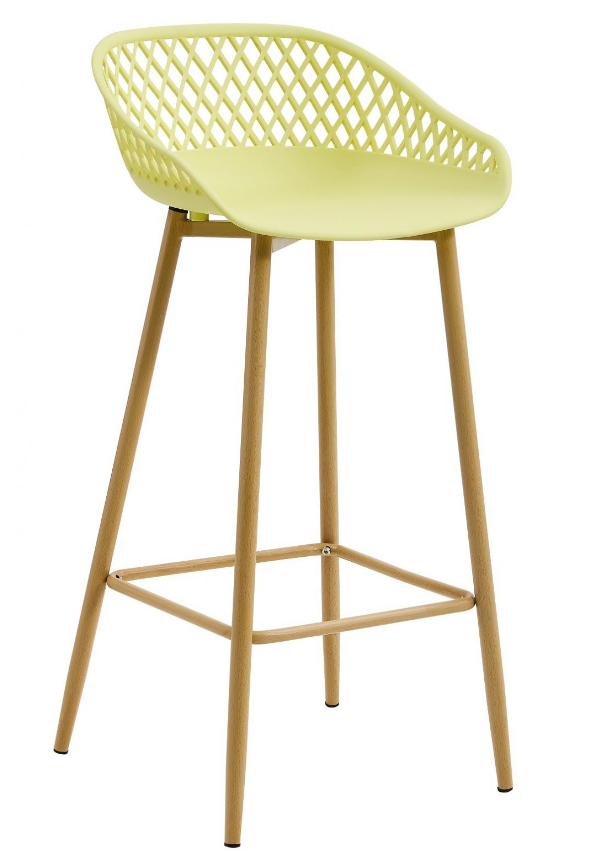 Taburete STRAUSS, metal, polipropileno amarillo pastel