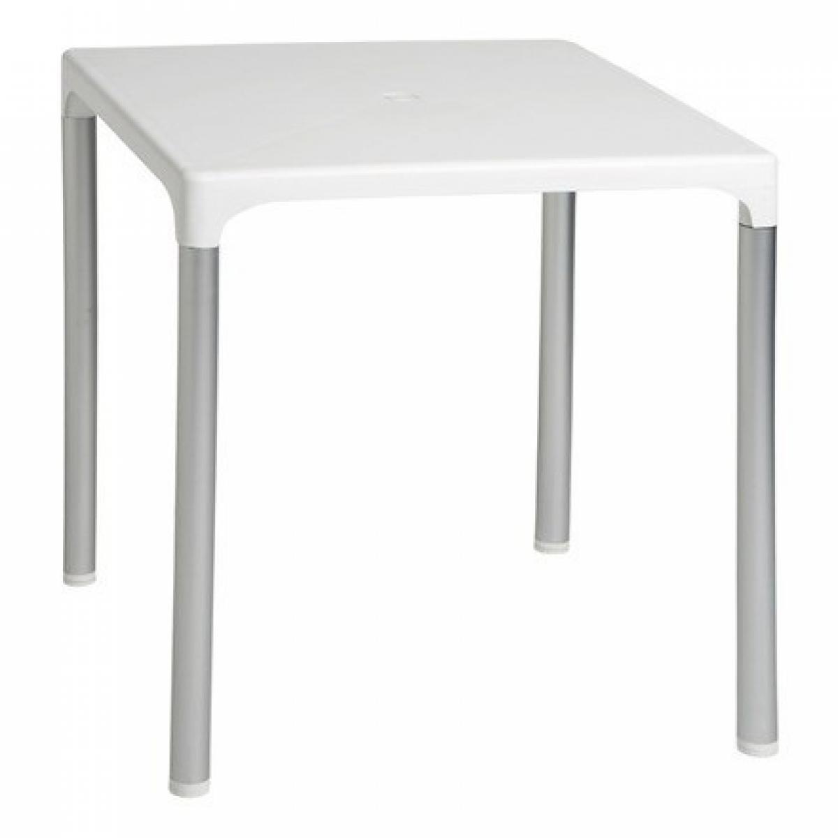 Mesa DOROTEA, aluminio, polipropileno blanco 70x70 cms